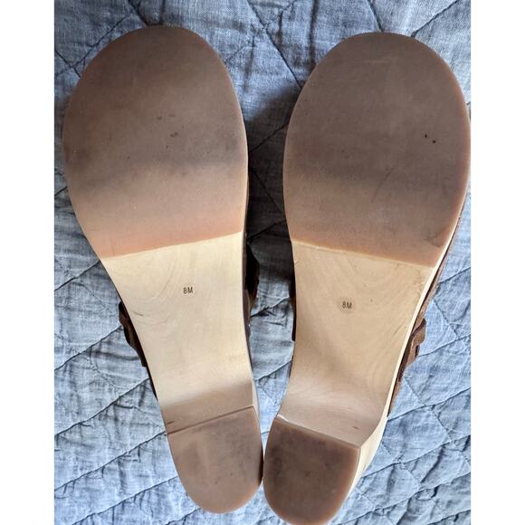 Loeffler Randall Merrill Braided Tan Suede High Heel Wood Clogs 8 M - Picture 6 of 7